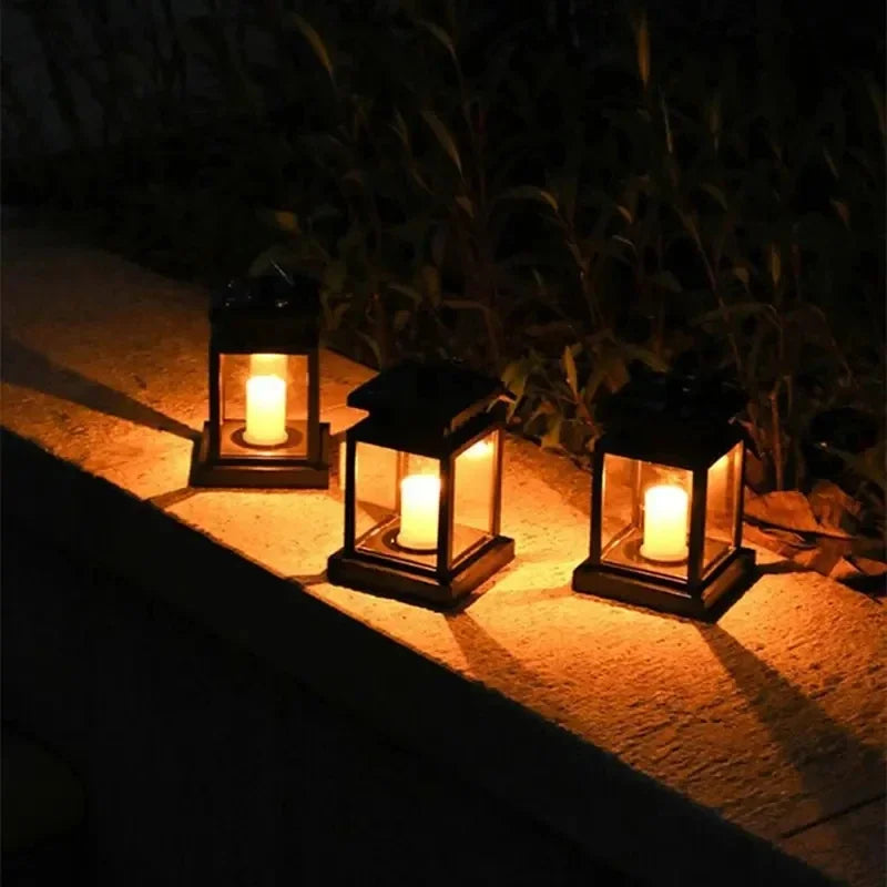 Solar Palace Lantern Hanging Candle Lamp Outdoor Solar Lights Decor Item for Lawn Landscape Patio Floor Yard Garden Atmospheric - Zenflow Active