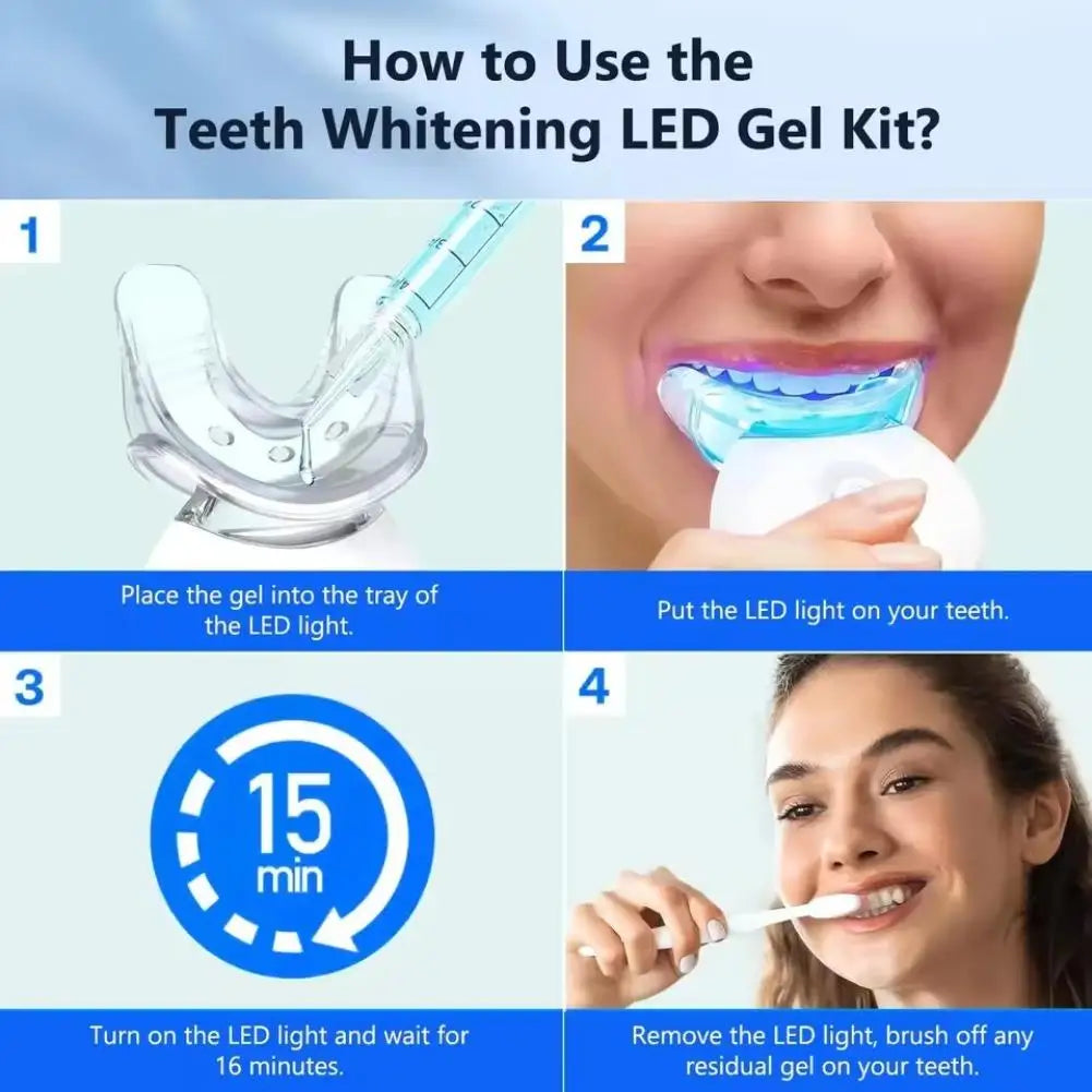 Professional Teeth Whitening Kit Gel LED Light