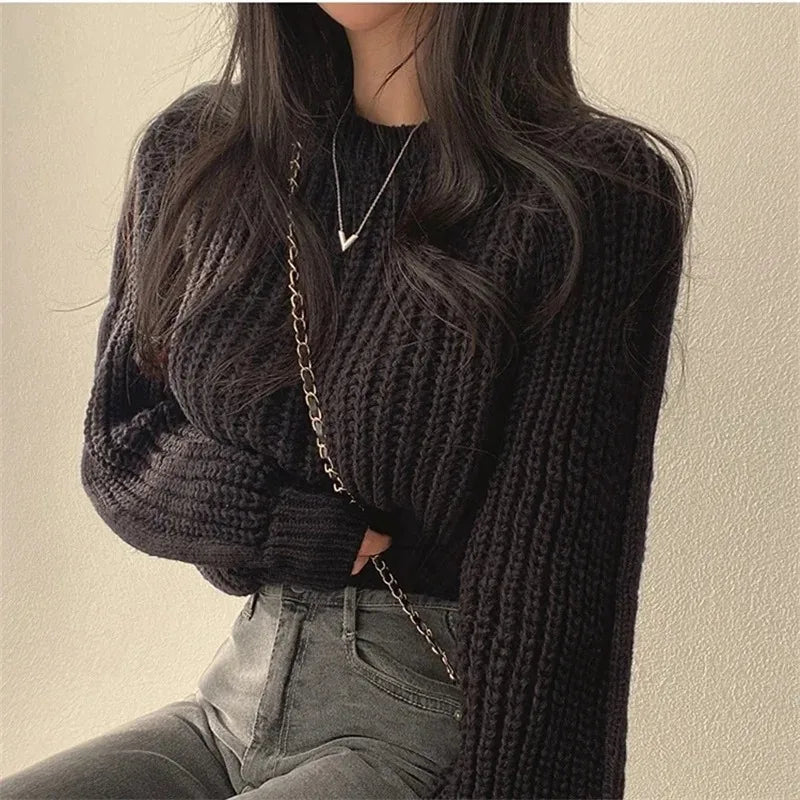 Women's Loose-Fit Crew Neck Knit Sweater Zenflow Active