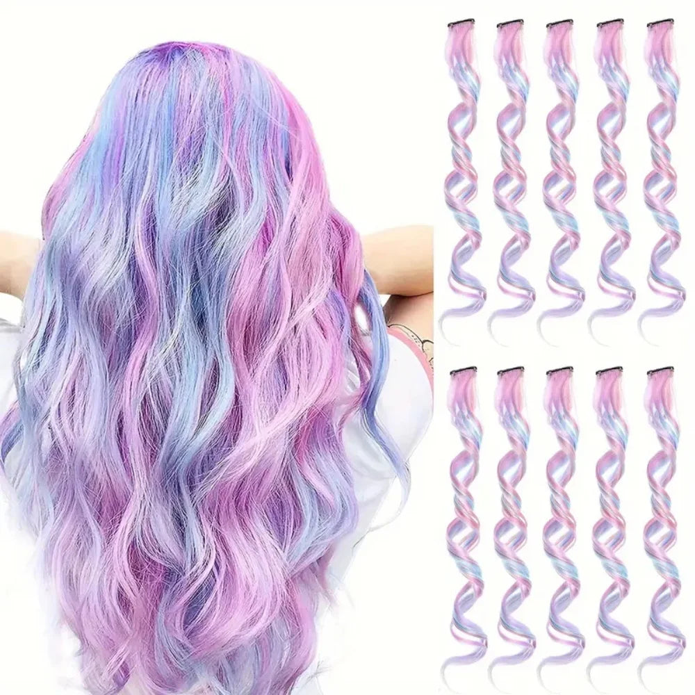 3/5/8/10pcs Set,Hair Extensions for Women 22" Curly Synthetic Hair, Perfect for Christmas Gift & Halloween Parties - Zenflow Active