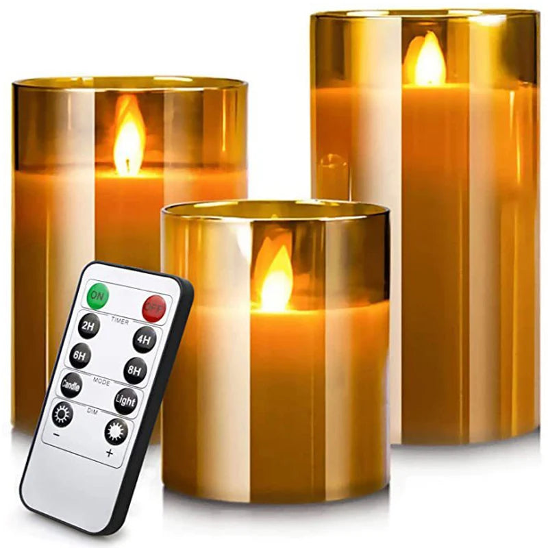 Electronic Candle LED Candle Decoration LED Glass Candle Full Set Remote Control Timer - Zenflow Active
