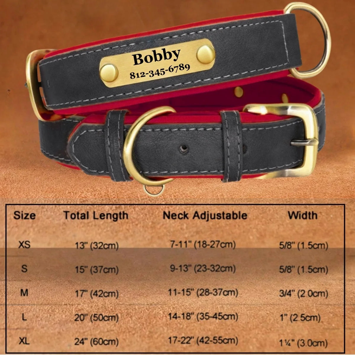 Soft Padded Leather Dog Collar | Personalised Engraved Nameplate & Custom ID Tag - Zenflow Active