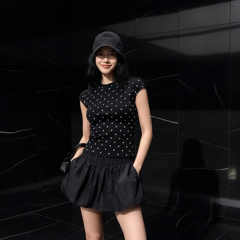 Polka Dot Slim Fit Short Sleeve Tee Zenflow Active