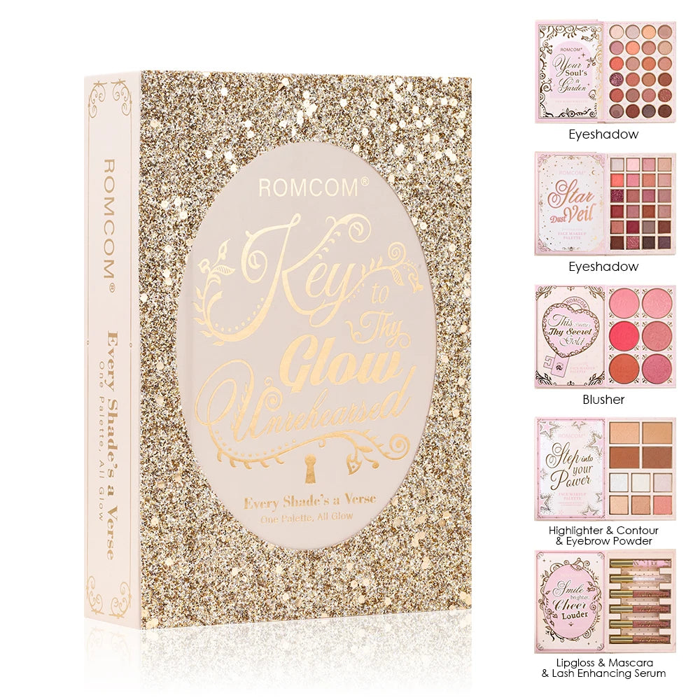 5 Page Full Face Makeup Kit matte and shimmer eyeshadow, blush, contour, lip gloss, and mascara - Zenflow Active
