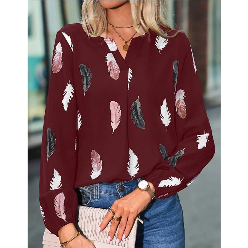 Women's Chiffon Puff Sleeve Blouse | Elegant Printed Top - Zenflow Active