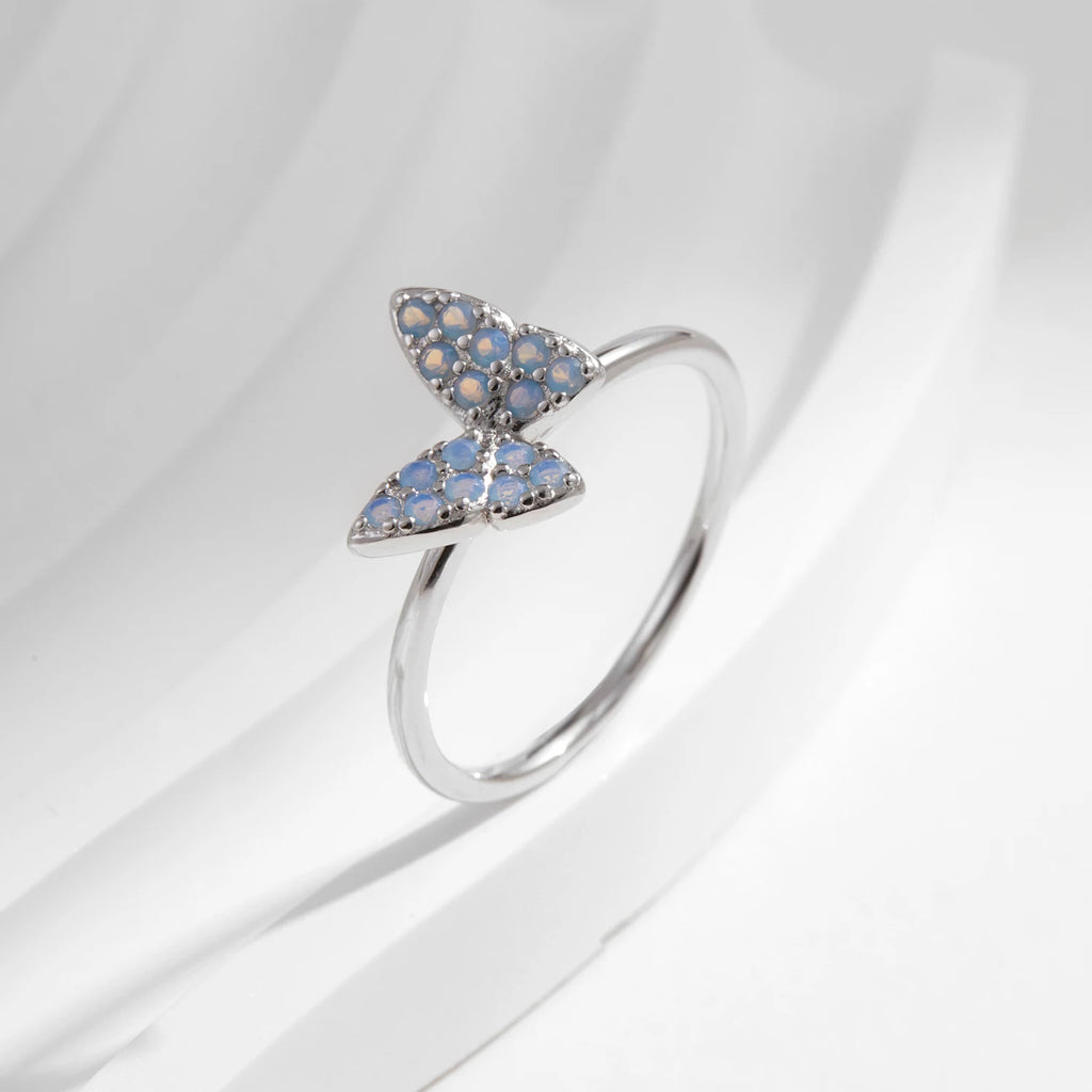 MODIAN 925 Sterling Silver Simple Charming Butterfly Blue Opal Finger Rings For Women Vacation Party Fine Jewelry Gifts - Zenflow Active