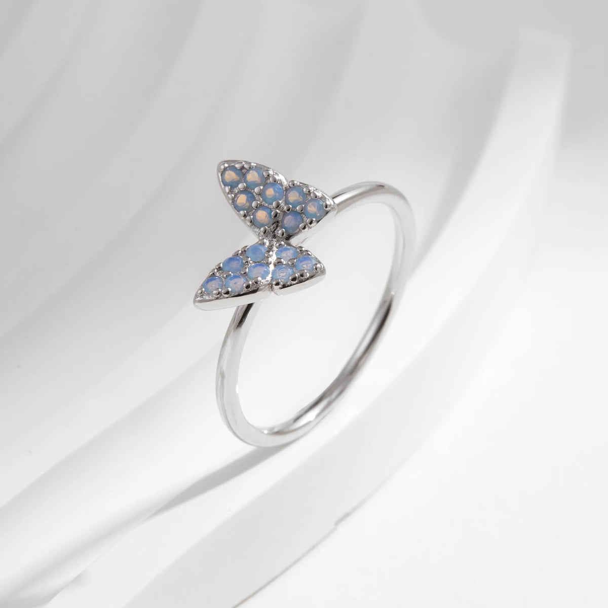 MODIAN 925 Sterling Silver Simple Charming Butterfly Blue Opal Finger Rings For Women Vacation Party Fine Jewelry Gifts - Zenflow Active