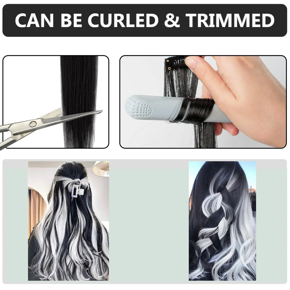 Colored Clip in Hair Extensions for Women & Men - 22" Synthetic Multi-Color Straight Hair Extensions with Vibrant Gradient Color - Zenflow Active