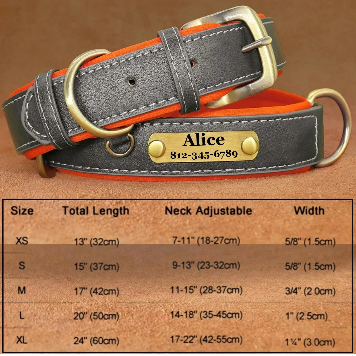 Soft Padded Leather Dog Collar | Personalised Engraved Nameplate & Custom ID Tag - Zenflow Active