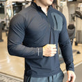 Men's Long Sleeve Half-Zip Compression Top | Gym Running Shirt with Pockets - Zenflow Active