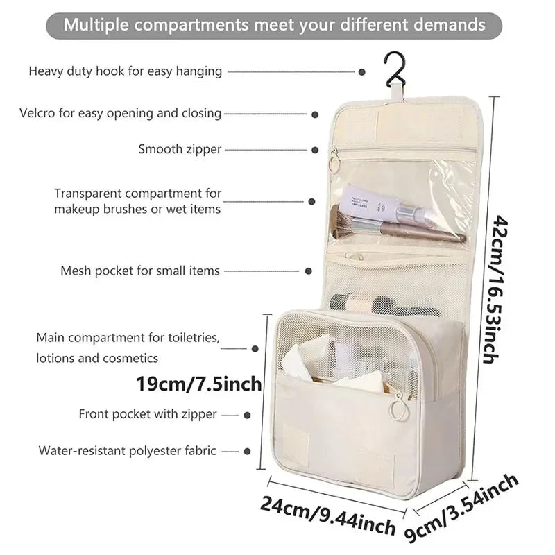 Waterproof Hanging Makeup Organiser — Travel Toiletry Bag with Hook - Zenflow Active
