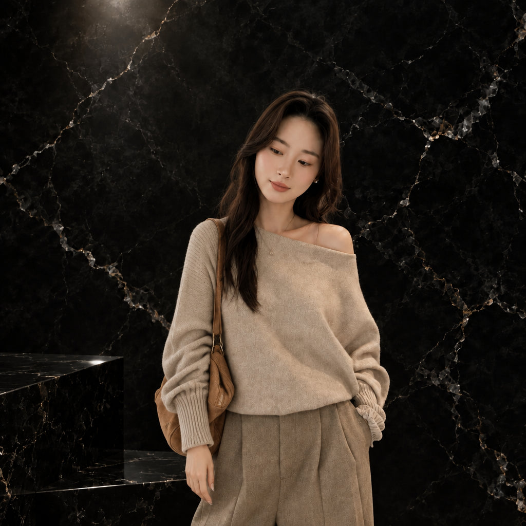 Women’s Slash-Neck Knit Sweater