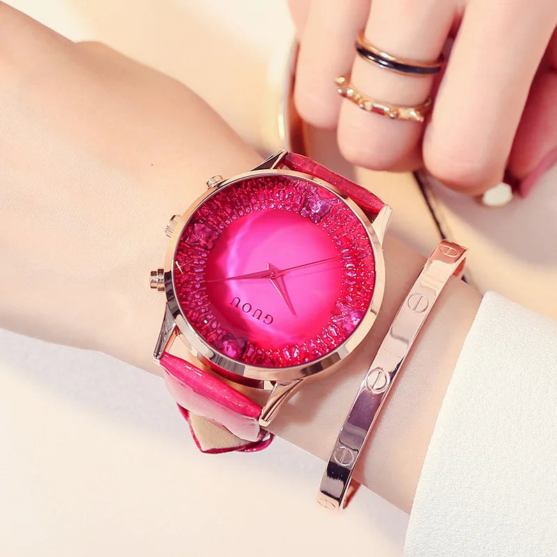Women's Minimalist Quartz Watch — Large Dial, Leather Strap, Elegant Everyday Style - Zenflow Active
