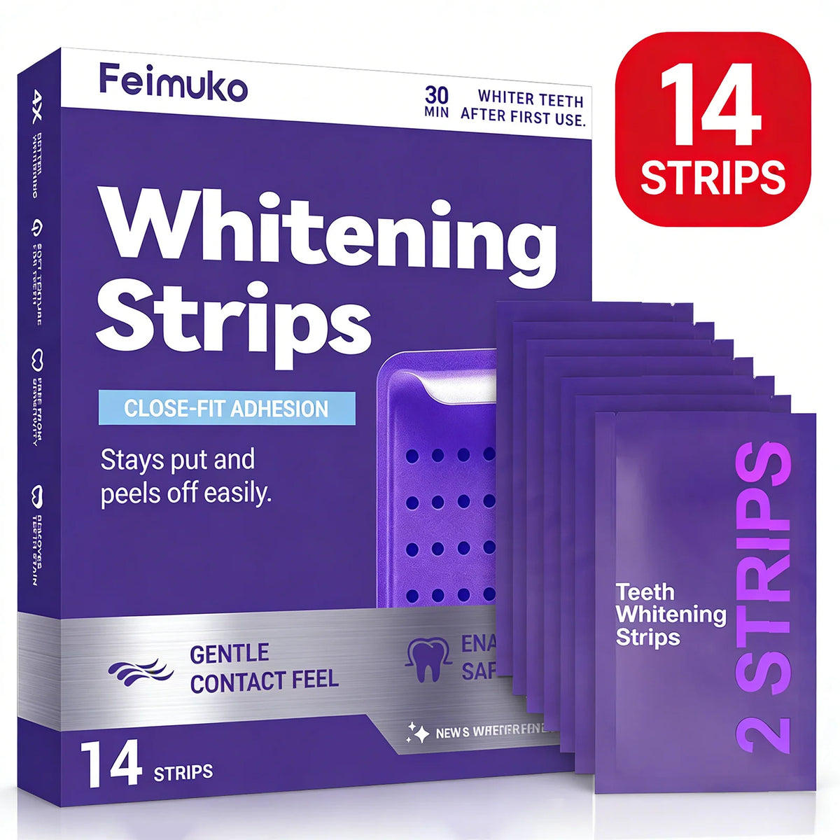 Purple Teeth Whitening Strips Fast Brightening Oral Care - Zenflow Active