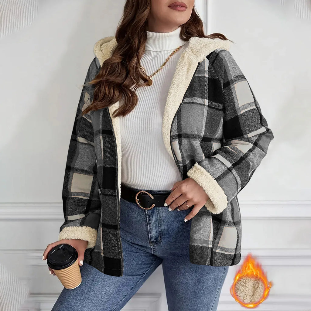 Women's Hooded Plaid Zip Jacket Zenflow Active