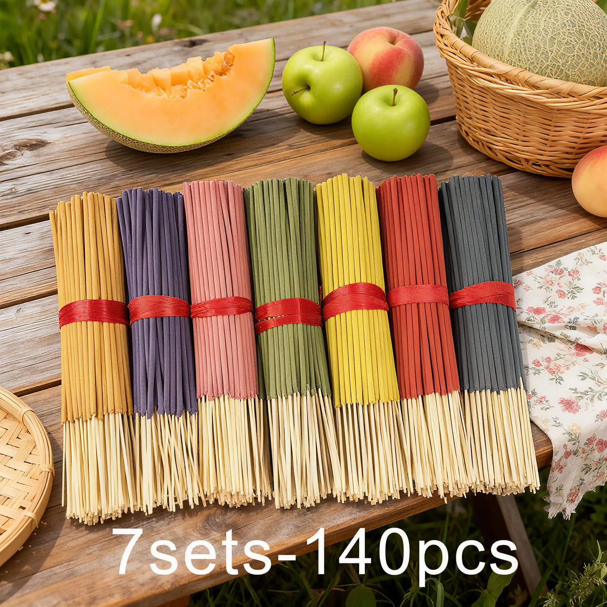 7 Sets of 140 Incense Sticks, Available in Four Seasonal Sets: Rose, Lavender, Sandalwood, Jasmine, Mint, Cherry Blossom, Herbal, and Dragon Blood Wood, with 20 Sticks Per Pack, Suitable for Home Use, Office, Yoga, Meditation - Zenflow Active