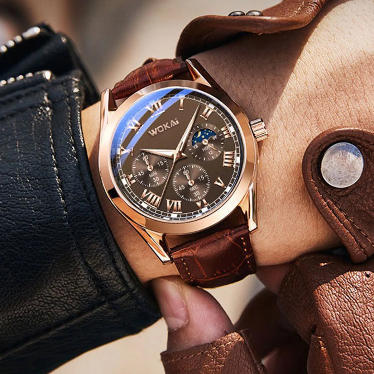 Men's Luxury Watch Business, PU Leather, Quartz Calendar Wristwatch Relogio Masculino - Zenflow Active