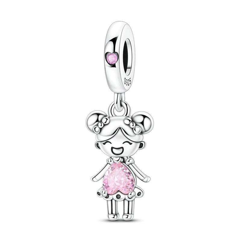 Original 925 Sterling Silver Bead Charms Girl Boy Pendant - Zenflow Active