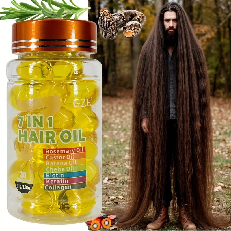 GZE 7-IN-1 Hair Oil Enriched With Rosemary Oil Castor Oil Batana Oil Chebe Oil Biotin Keratin Collagen Hydrating Smoothing - Zenflow Active