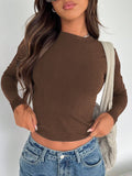 Women's Slim-Fit O-Neck Long-Sleeve Crop Top Zenflow Active
