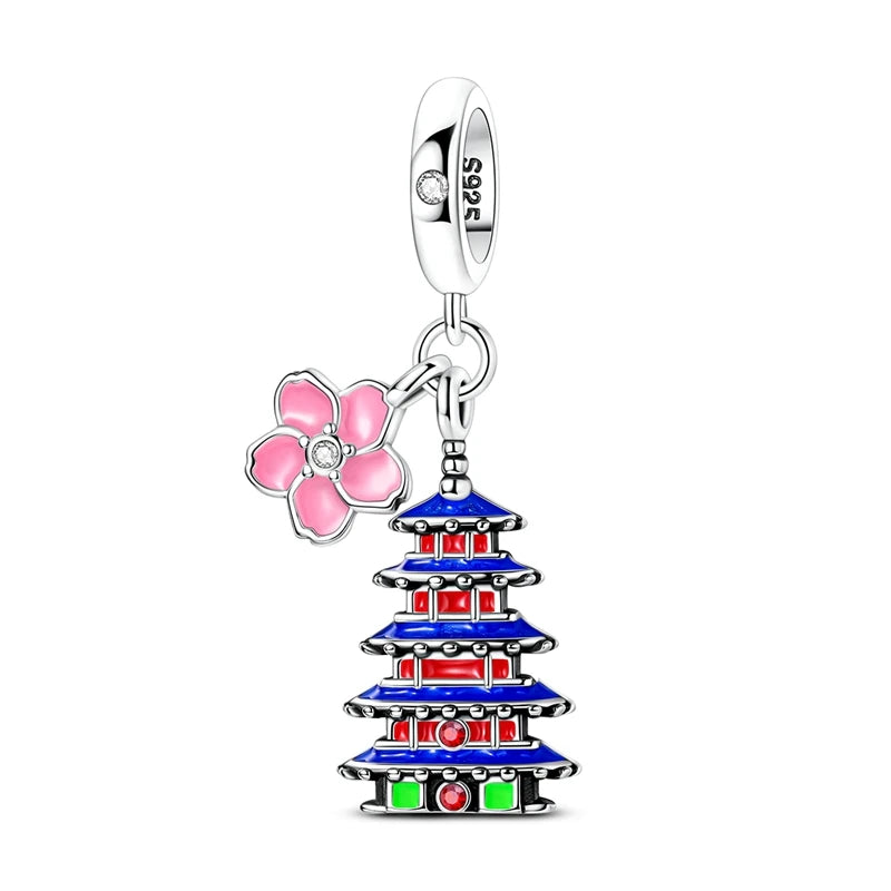 Fit Original Bracelet Charms DIY 925 Silver Tokyo Paris Rome Vienna Constructions Charm Beads Spring Festival Jewelry Gift - Zenflow Active