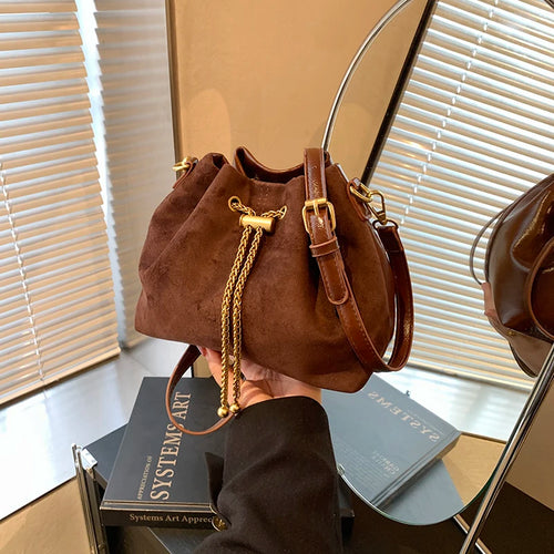 2026 Soft Commuting Crossbody Bags Faux Suede Sewing Hot Sale Bags for WomenThread Solid Color String Women's Handbags - Zenflow Active