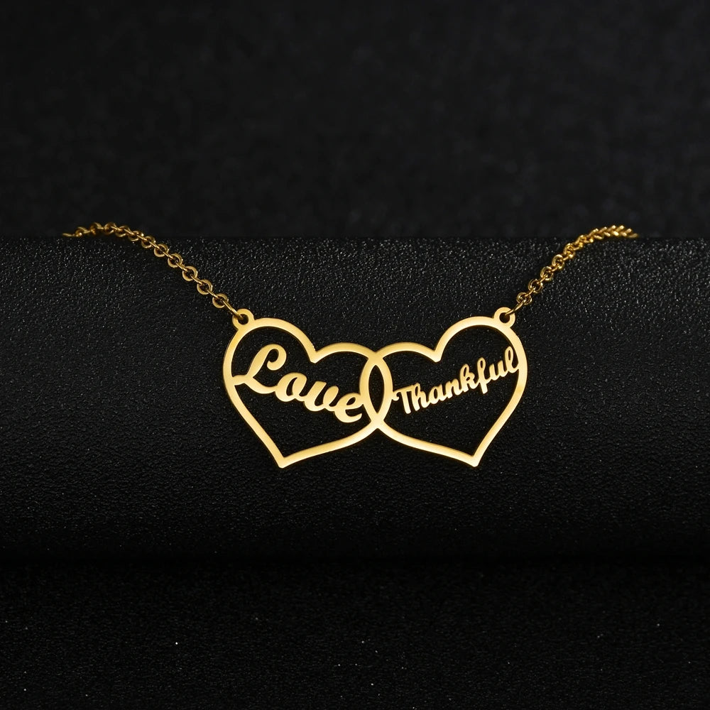 Haiyufly Custom Name Heart Necklace for Women Stainless Steel Jewellery Choker Chains Personalized Couple Valentine's Day Gift - Zenflow Active