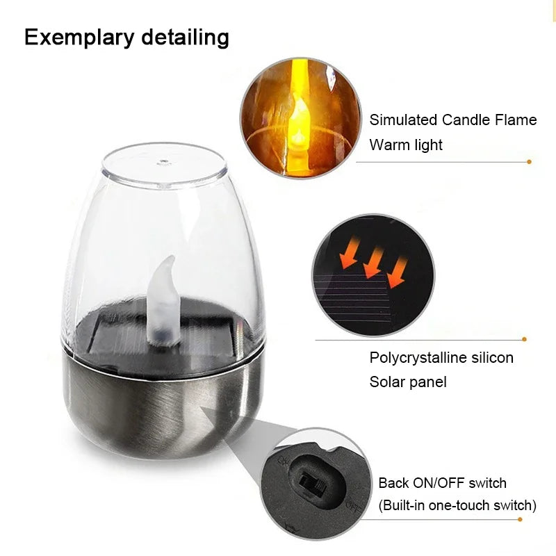 LED Solar Candles Light Flameless Rechargeable Night Light For Garden Decor Outdoor Waterproof Solar Candles Lamp - Zenflow Active