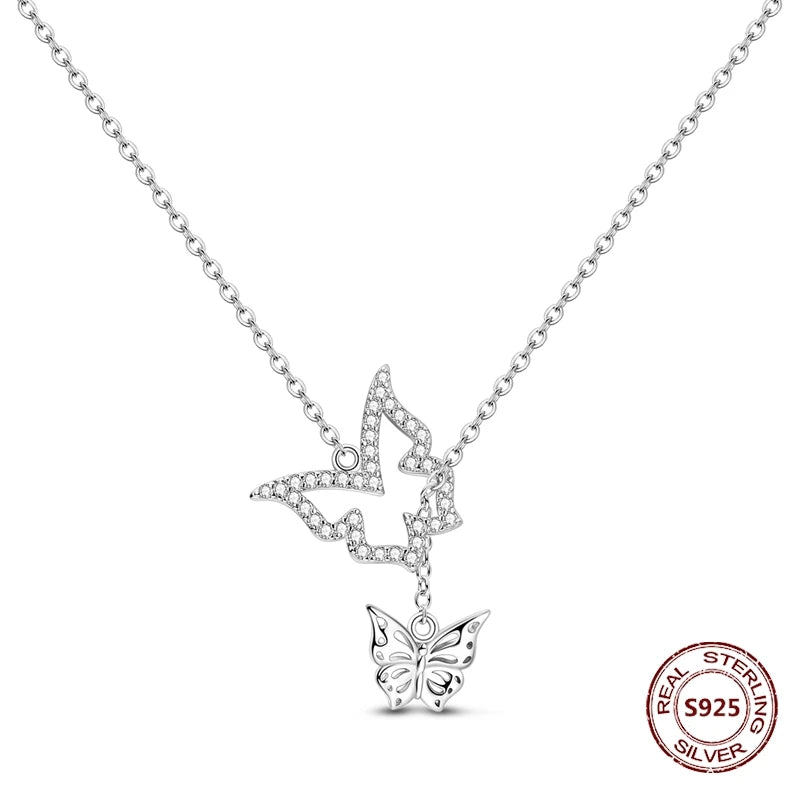 Butterfly Necklace 925 Sterling Silver Original Dragonfly Luminous Firefly Zircon Pendant Chain Link For Women Fine Jewelry Gift - Zenflow Active