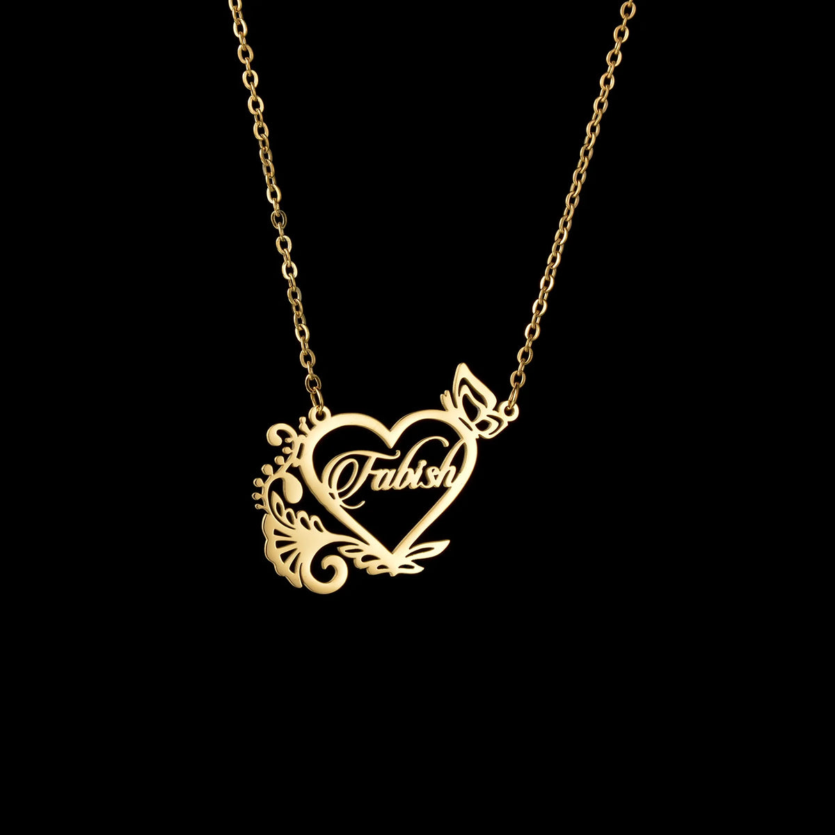Haiyufly Custom Name Heart Necklace for Women Stainless Steel Jewellery Choker Chains Personalized Couple Valentine's Day Gift - Zenflow Active