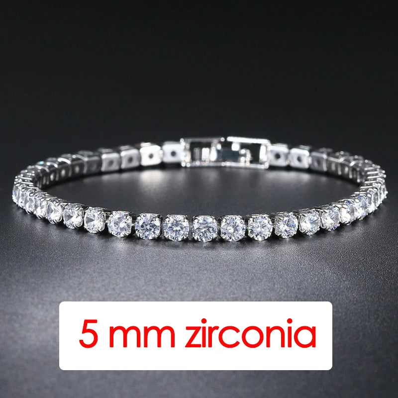 Men's Iced Out 4/5mm Cubic Zirconia Crystal Chain Bracelet Streetwear - Zenflow Active