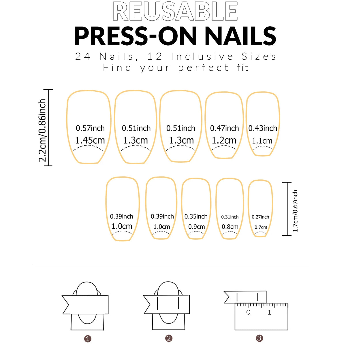 Short French Press-On Nails Set | 24pcs Minimalist False Nails with Jelly Glue & Nail File - Zenflow Active