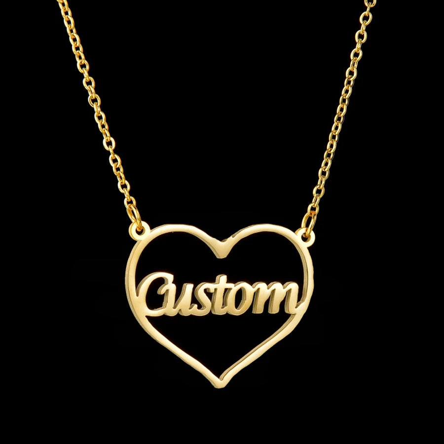 Haiyufly Custom Name Heart Necklace for Women Stainless Steel Jewellery Choker Chains Personalized Couple Valentine's Day Gift - Zenflow Active