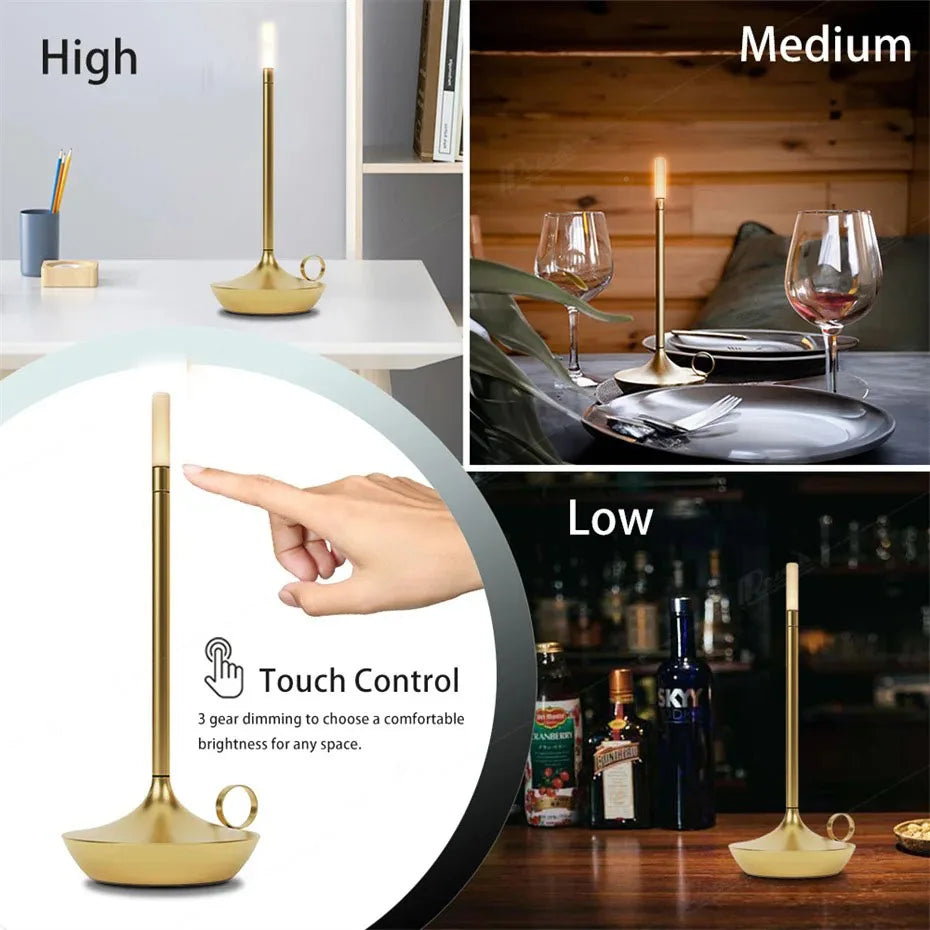 Atmosphere LED Candle USB Charging Restaurant Bar Lamp Desktop Decoration Touch Night Light Led Desk Lamp Candle Light Table Lamp - Zenflow Active