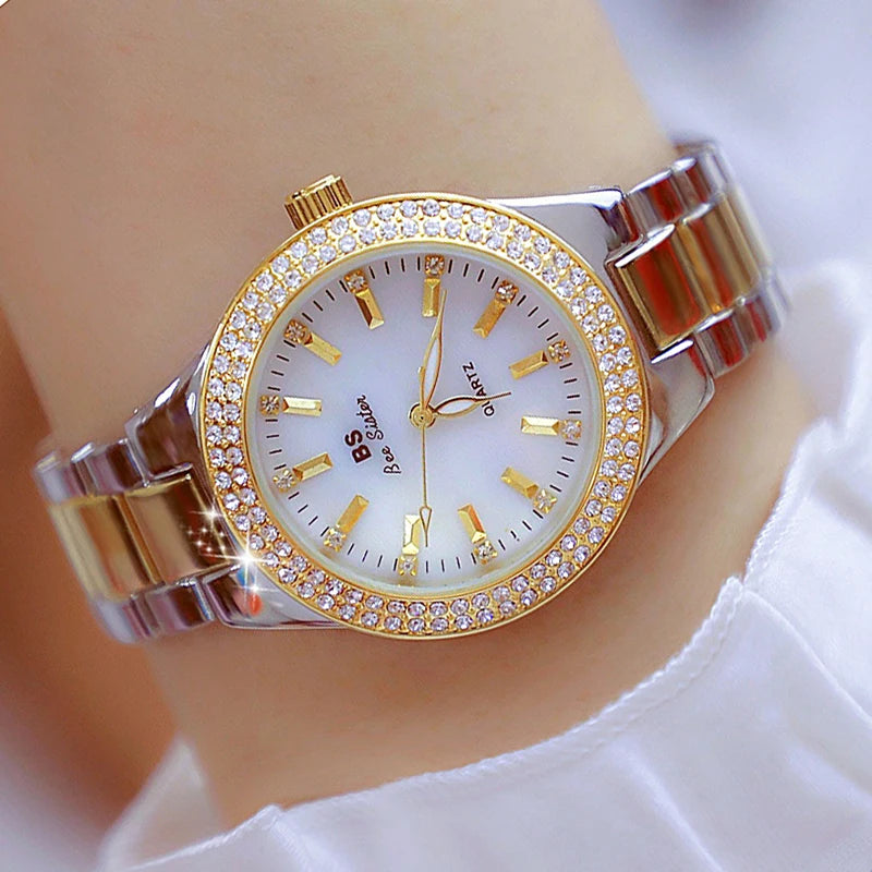 Women's Crystal Diamond Dress Watch — Quartz, Stainless Steel, Waterproof, 12 Styles - Zenflow Active