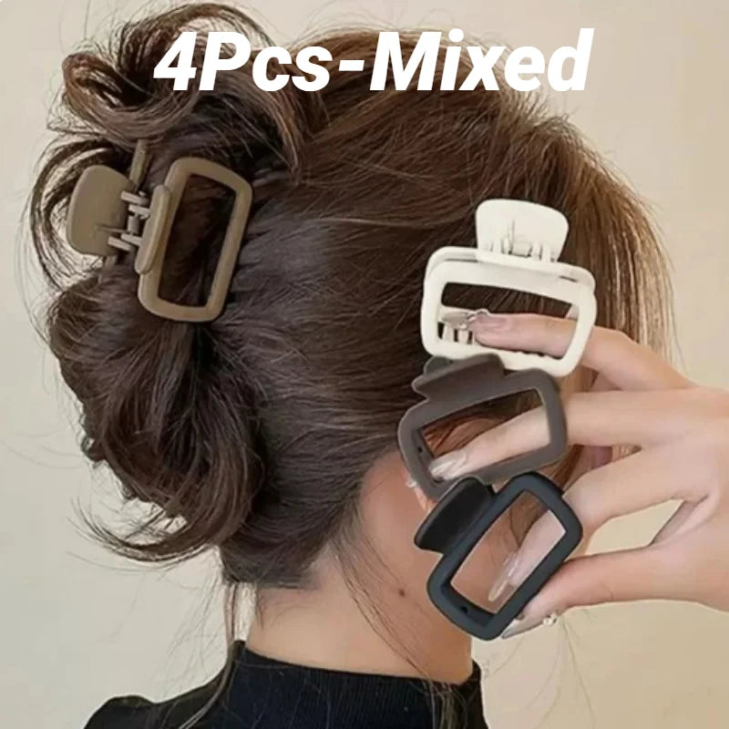 Square Hair Claw Clips — Elegant Lightweight 4-Pack for Women - Zenflow Active
