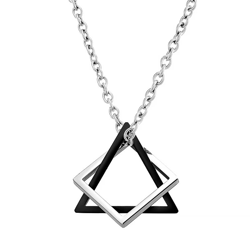 Men's Jewellery Rectangle Pendant Necklace Width 3mm Stainless Steel Handmade - Zenflow Active