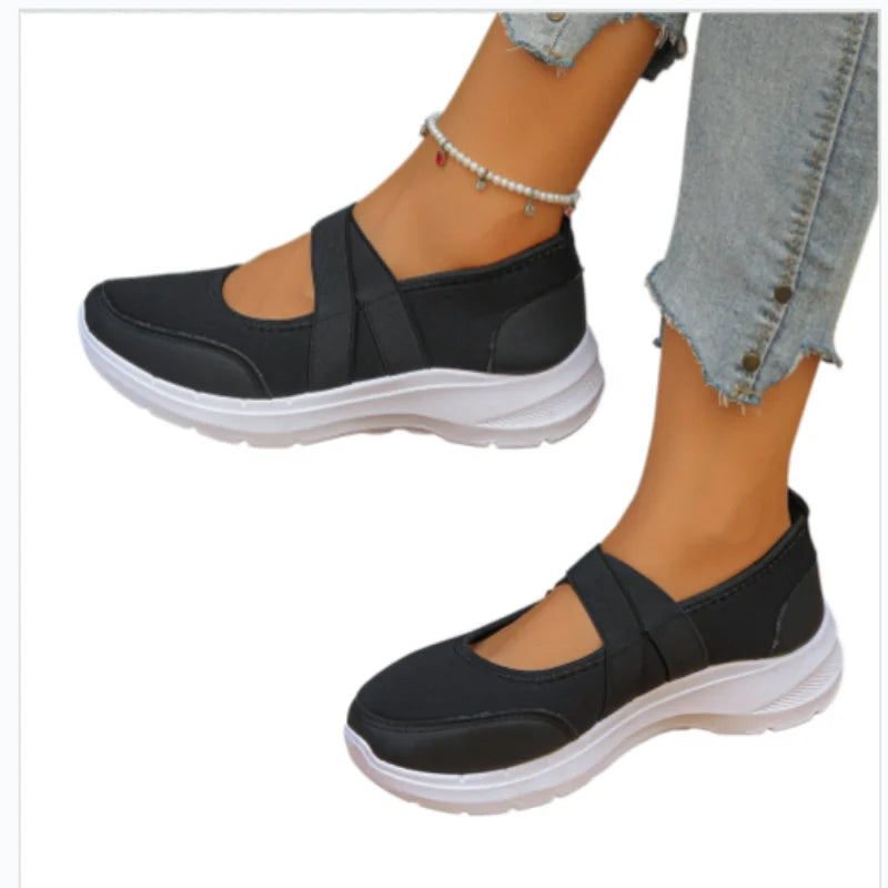 Women's Wedge Platform Pumps — Hook & Loop, Round Toe, Mid Heel, Casual Everyday - Zenflow Active