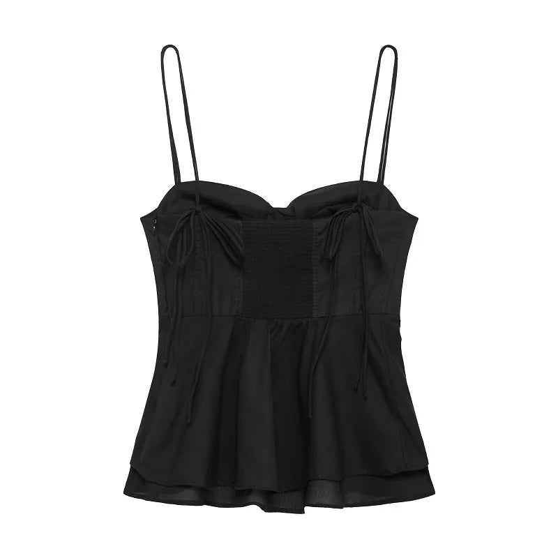 Women's Black Backless Corset Crop Top Zenflow Active