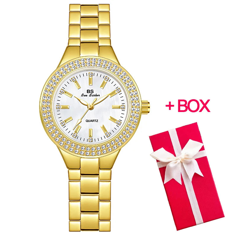 Women's Crystal Diamond Dress Watch — Quartz, Stainless Steel, Waterproof, 12 Styles - Zenflow Active