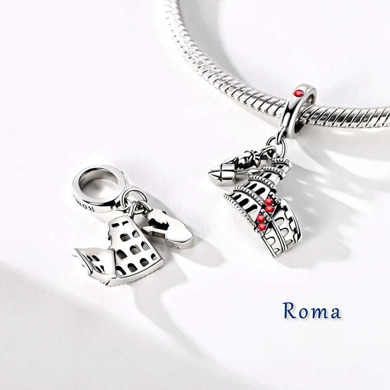 Fit Original Bracelet Charms DIY 925 Silver Tokyo Paris Rome Vienna Constructions Charm Beads Spring Festival Jewelry Gift - Zenflow Active