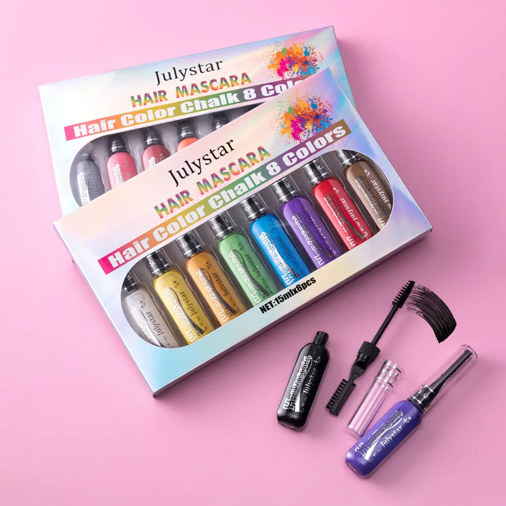 8 Colour Hair Mascara Set, Bold Multi-Shade Lashes for Party Looks - Zenflow Active