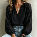 Women's Embroidered Hollow-Out Long Sleeve Shirt - Zenflow Active