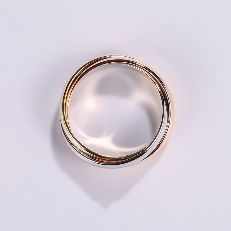 Sterling Silver Rose Gold Three-Color Internet Ring Fashionable Multi- Toned Band - Zenflow Active