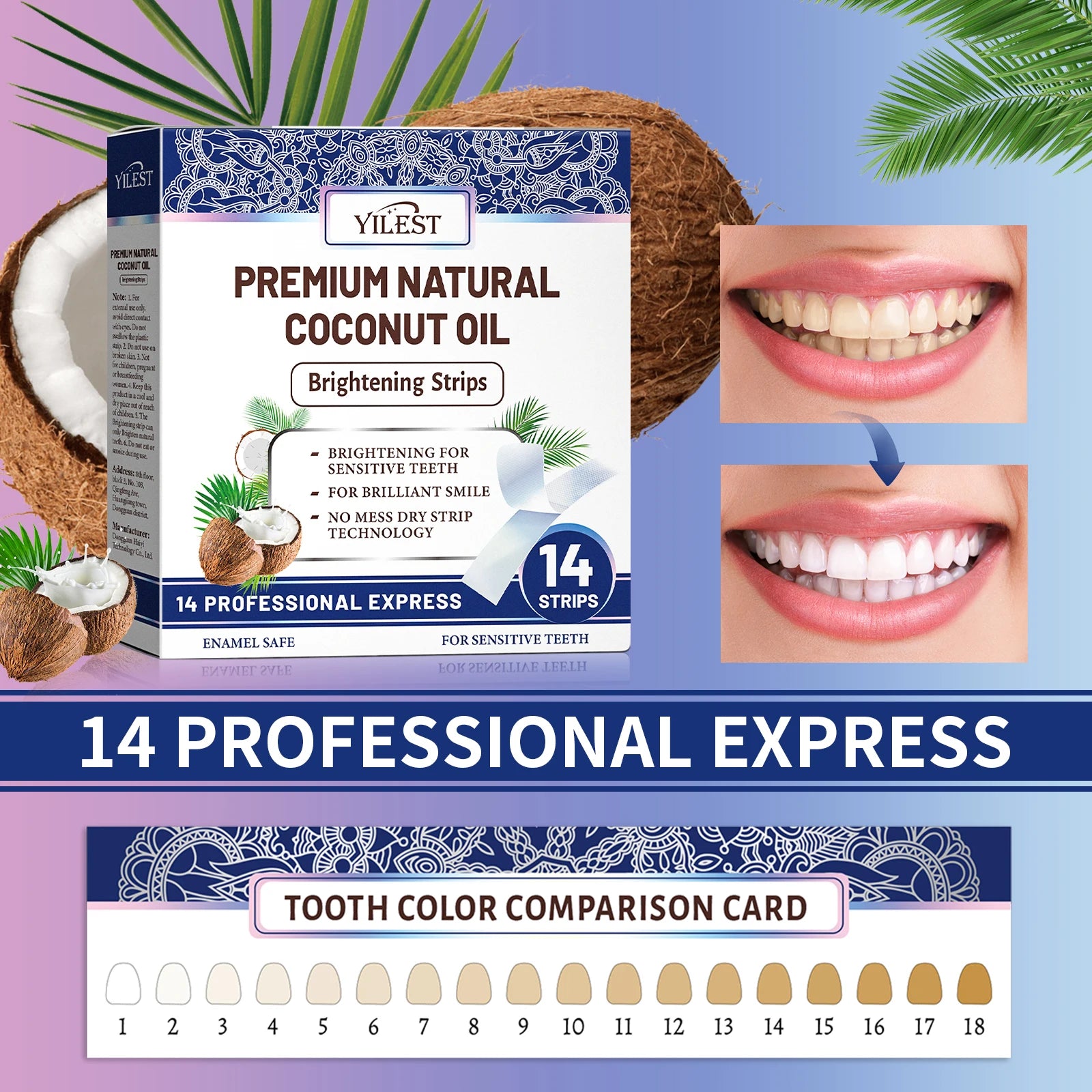 14 Teeth Whitening Strips Improve Dental health Mint Oral Hygiene Cleaning Gel