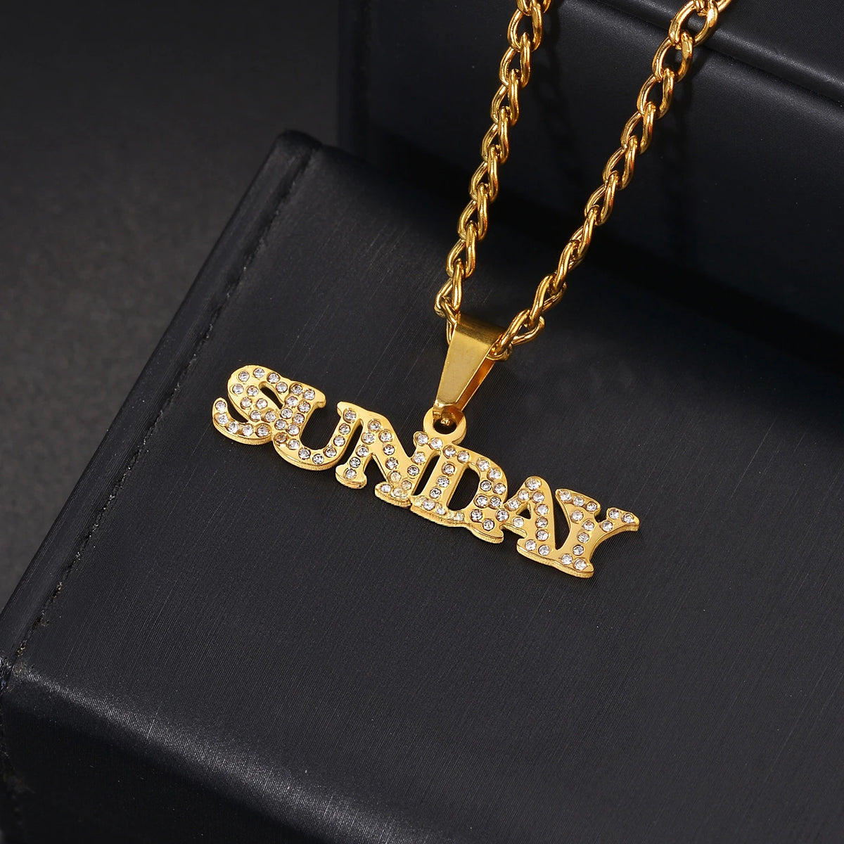 Atoztide Personalized Name Necklace 2-Side Welding Zircon Pendant Stainless Steel Chain - Zenflow Active
