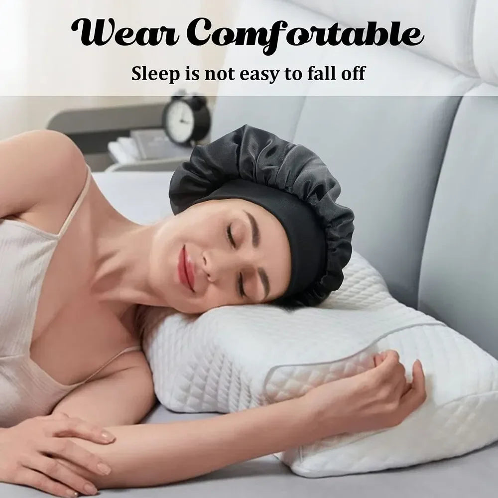 Women Satin Night Hair Cap High Stretch Sleeping Hat Chemotherapy Cap Hair Protection Bonnet Unisex Sleep Cap - Zenflow Active