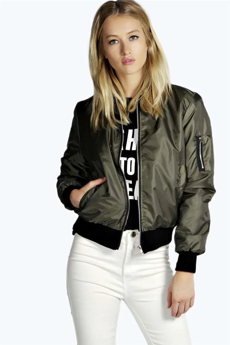 Women’s Slim-Fit Zip-Up Bomber Jacket Zenflow Active