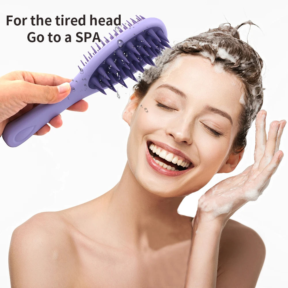 2-in-1 Double-Sided Shampoo Brush & Detangling Comb - Wet or Dry Scalp Care Zenflow Active