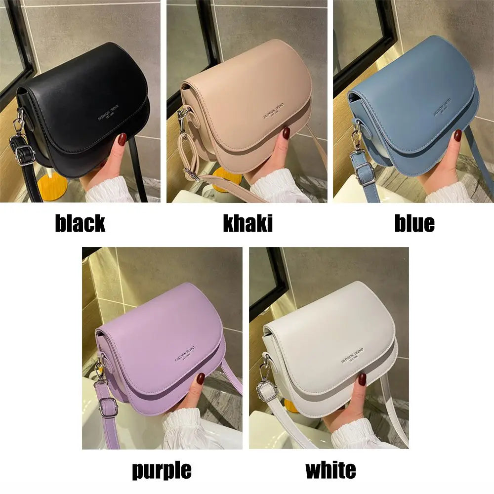 Simple Solid Colour Saddle Shoulder Bag Crossbody Bag - Zenflow Active